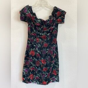 Steppin' Out Black Puff Sleeve velvet Mini Dress 80’s vintage size 7